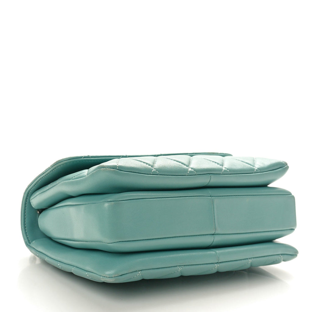 Lambskin Quilted Small Trendy CC Flap Dual Handle Bag Light Blue