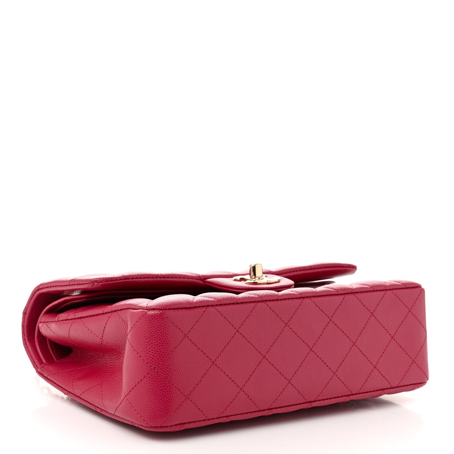 Caviar Quilted Small Double Flap Fuchsia