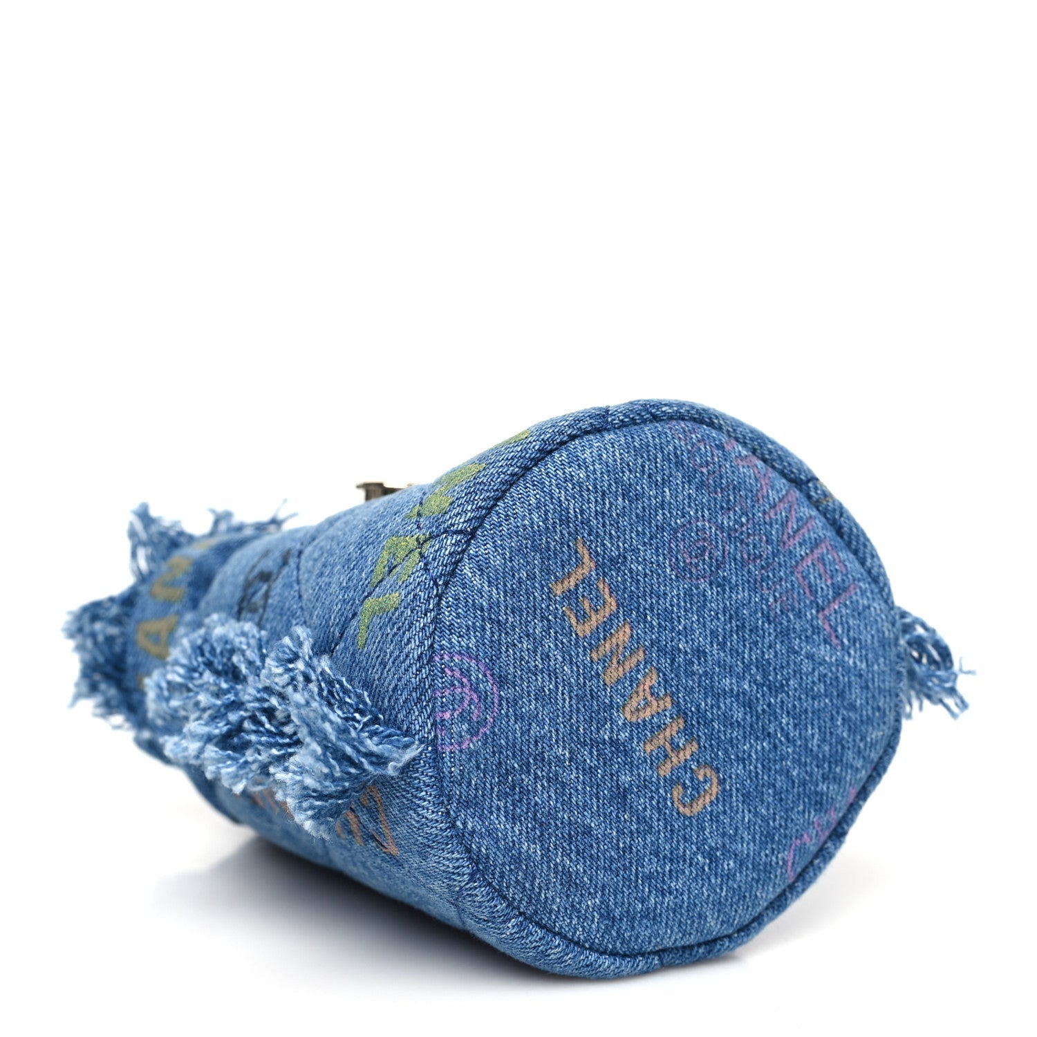 Denim Quilted Mood Mini Bucket With Chain Blue Multicolor