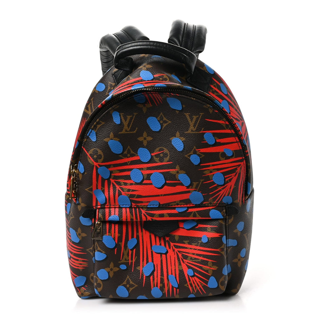 Monogram Jungle Dots Palm Springs Backpack PM Coquelicot Denim