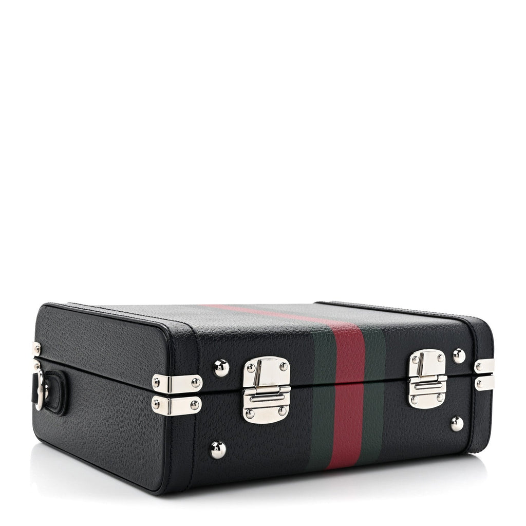 Dollar Calfskin Web Savoy Medium Top Handle Beauty Case Dark Blue