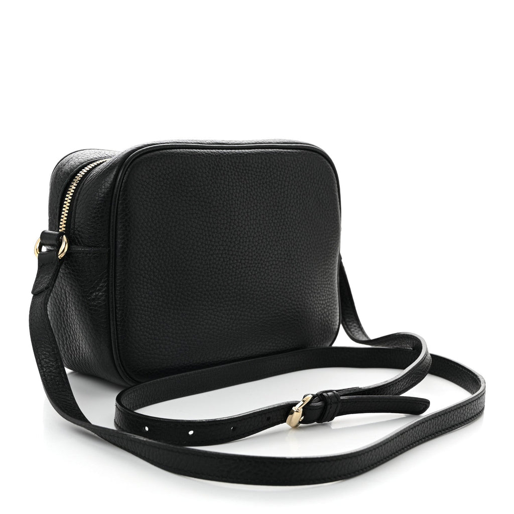 Pebbled Calfskin Small Soho Disco Bag Black