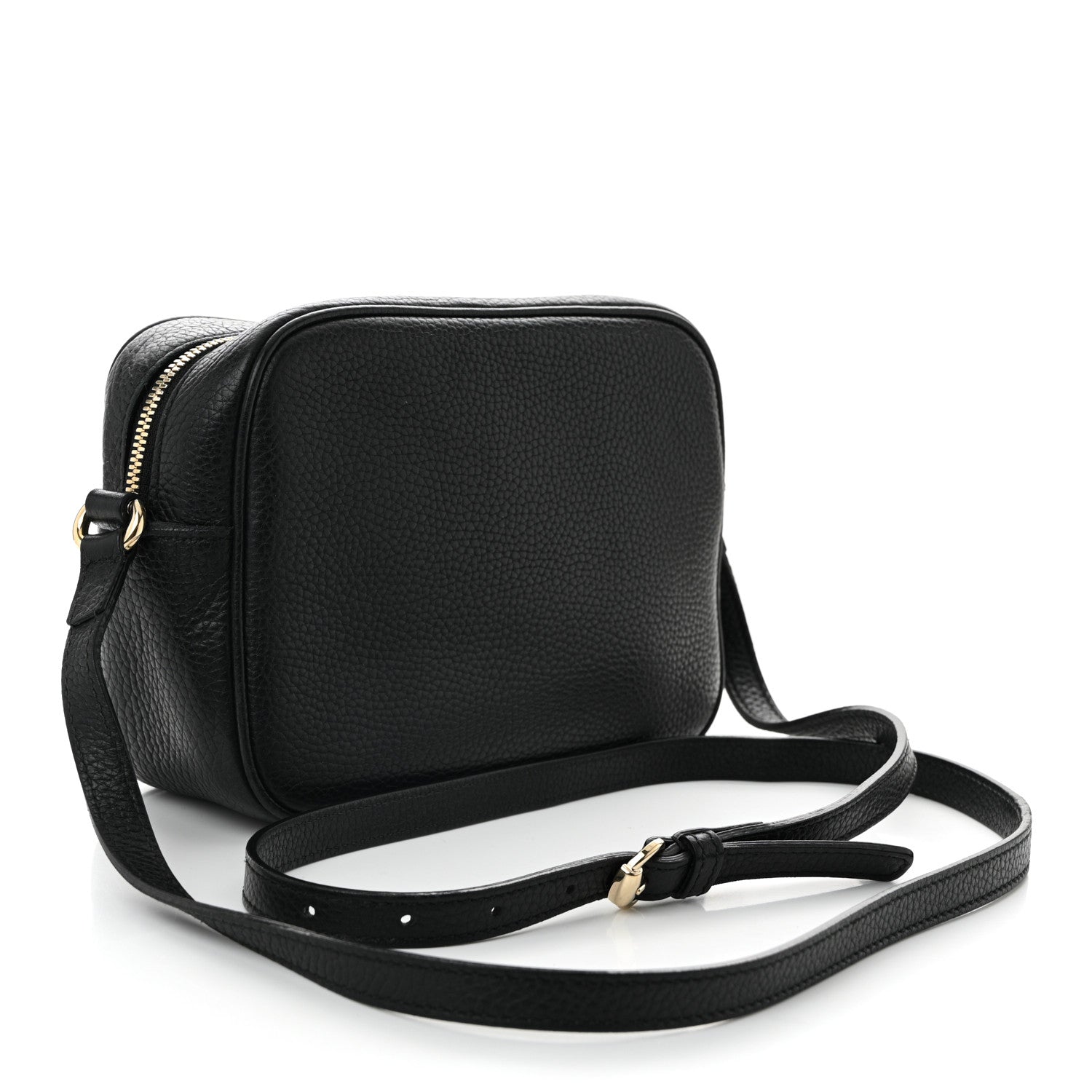 Pebbled Calfskin Small Soho Disco Bag Black
