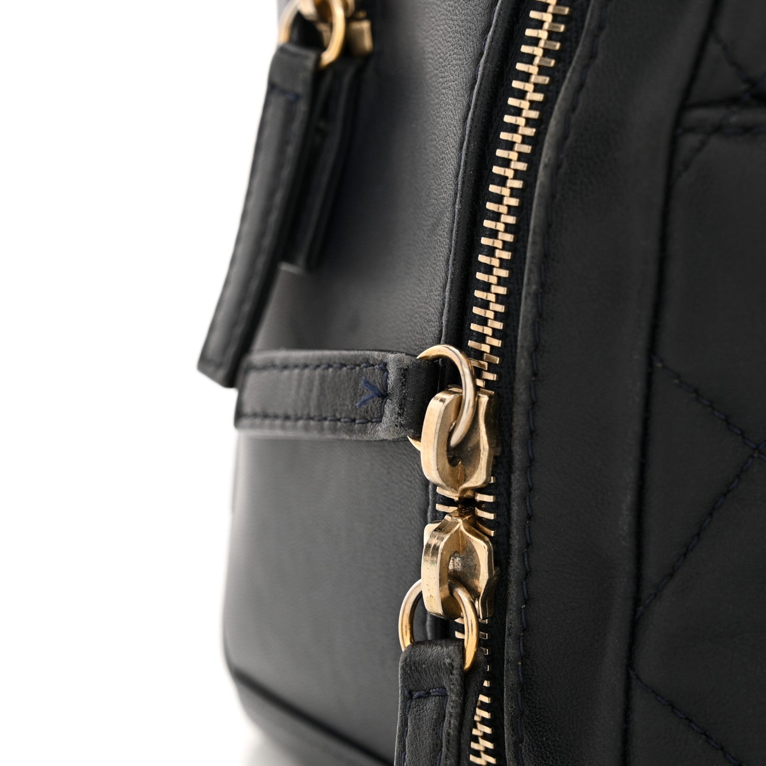 Lambskin Quilted Medium Trendy CC Bowling Bag Navy