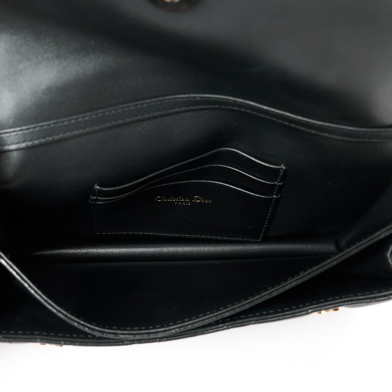 Lambskin Cannage Butterfly Studs Miss Dior Pouch Black
