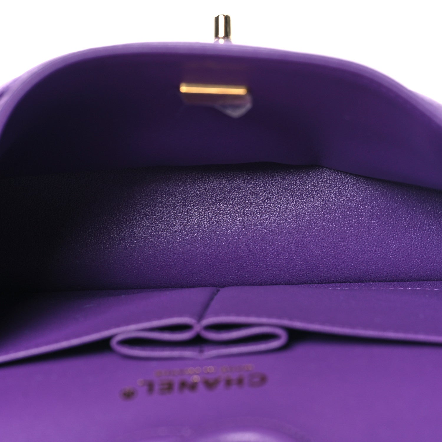 Caviar Quilted Small Double Flap Purple