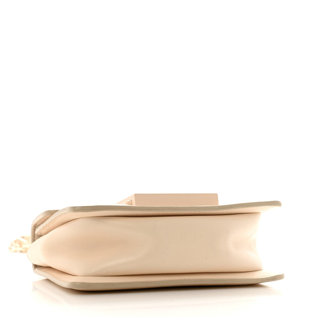 Calfskin Small T Clasp Chain Bag Vanilla