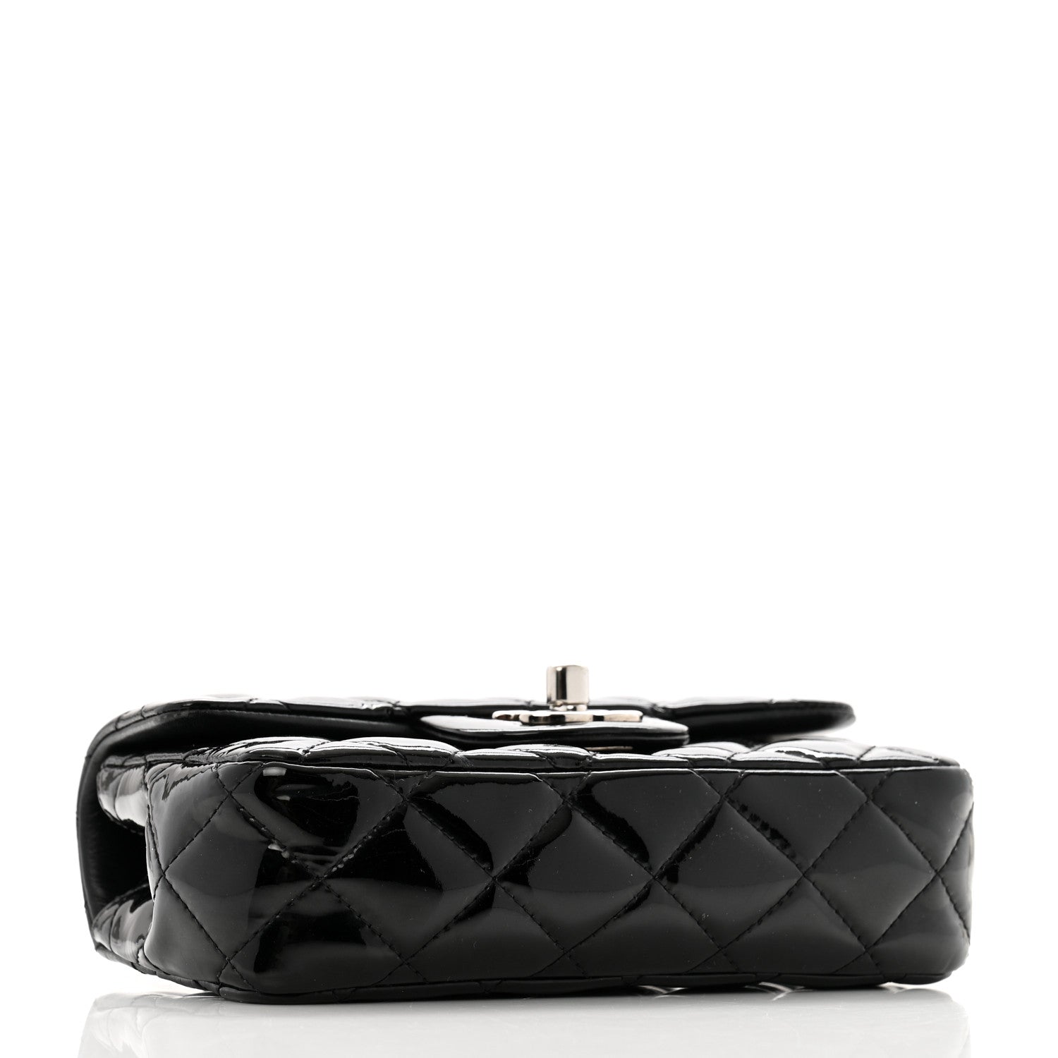 Patent Calfskin Quilted Extra Mini Rectangular Flap Black