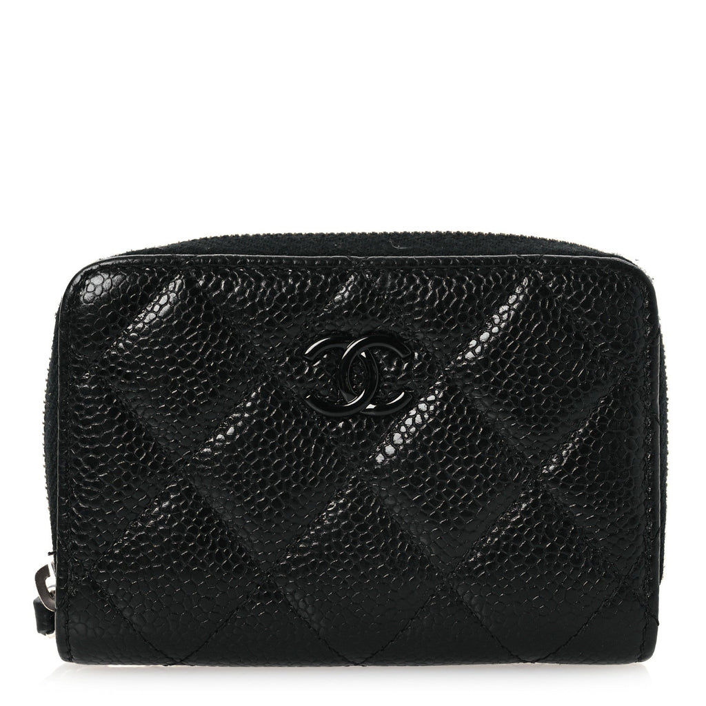 Caviar Quilted Incognito Zip Coin Purse Black