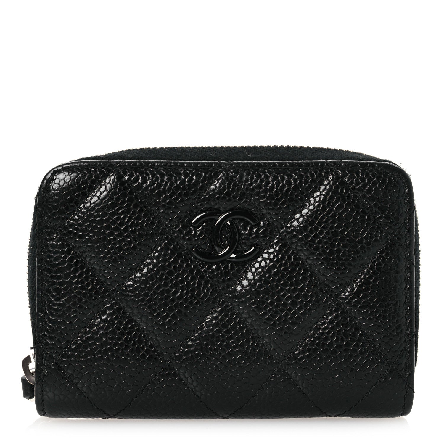 Caviar Quilted Incognito Zip Coin Purse Black