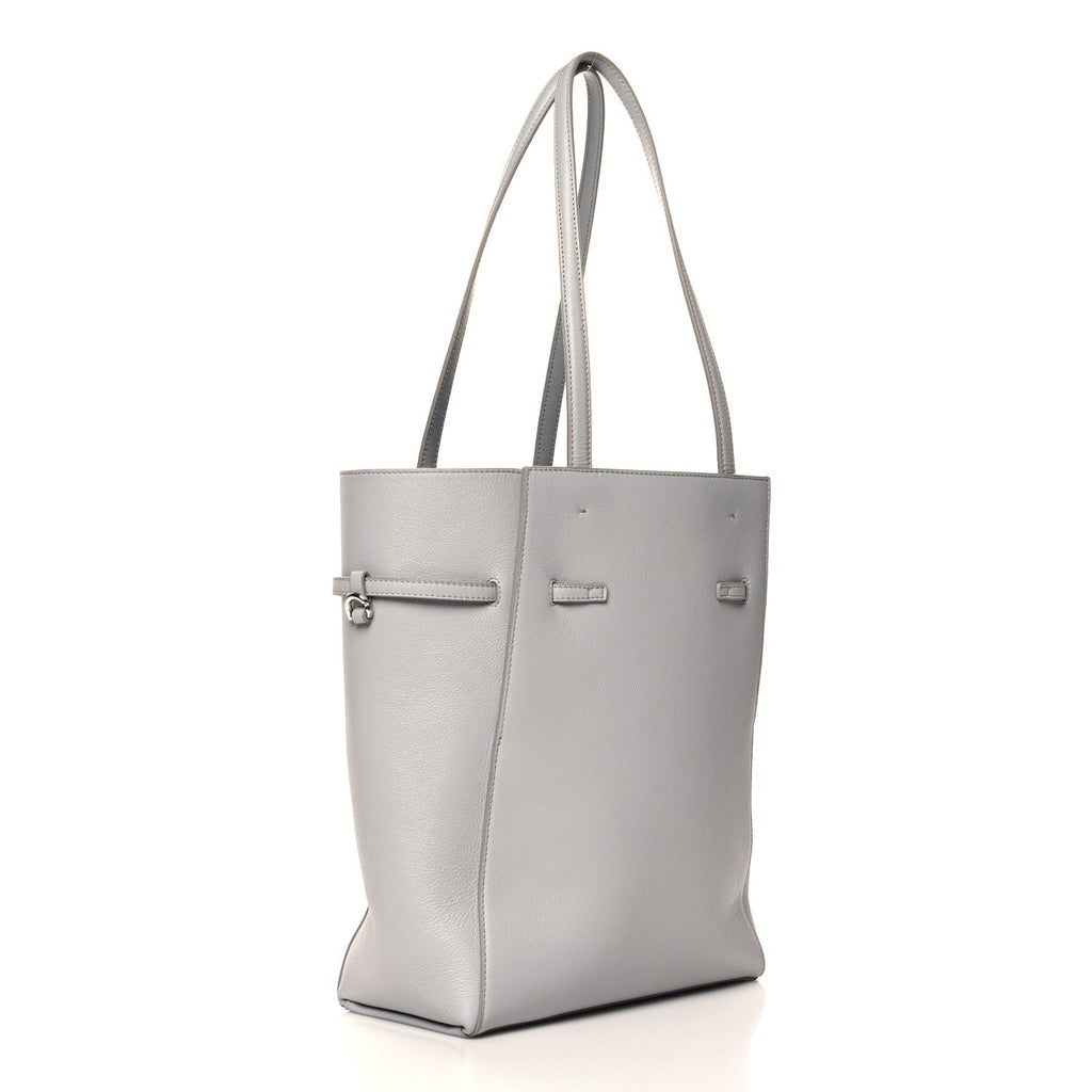 Calfskin Small Voyou Small North South Tote Light Grey