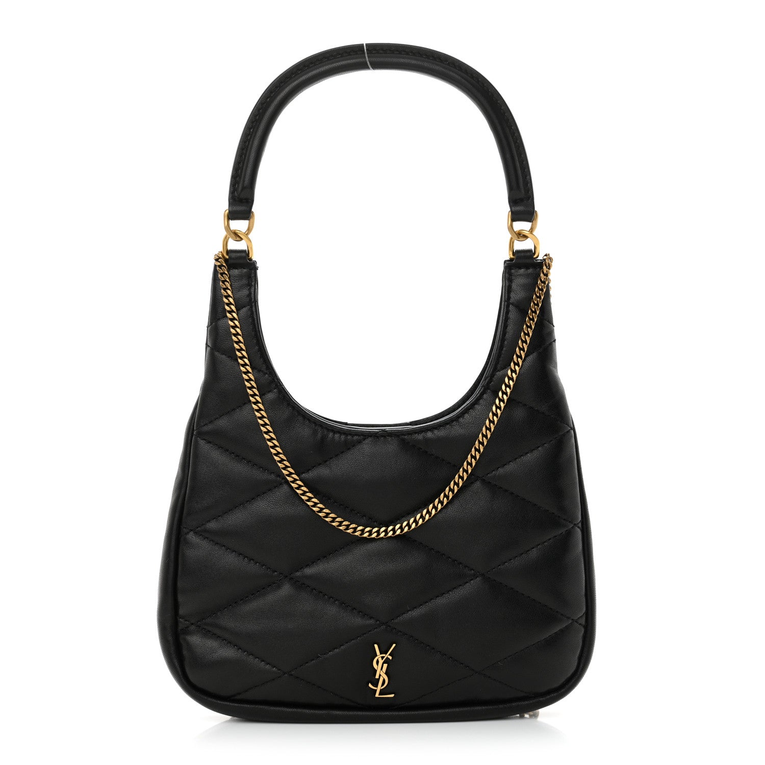 Lambskin Quilted Monogram Sade Hobo Black