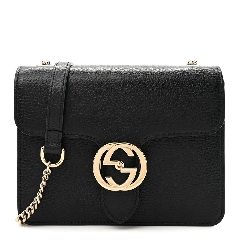 Dollar Calfskin Small Interlocking G Shoulder Bag Black
