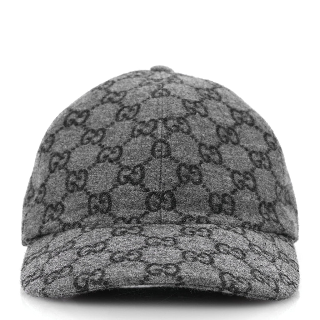 Covered Wool GG Monogram Baseball Hat XXL Grey Dark Grey Black