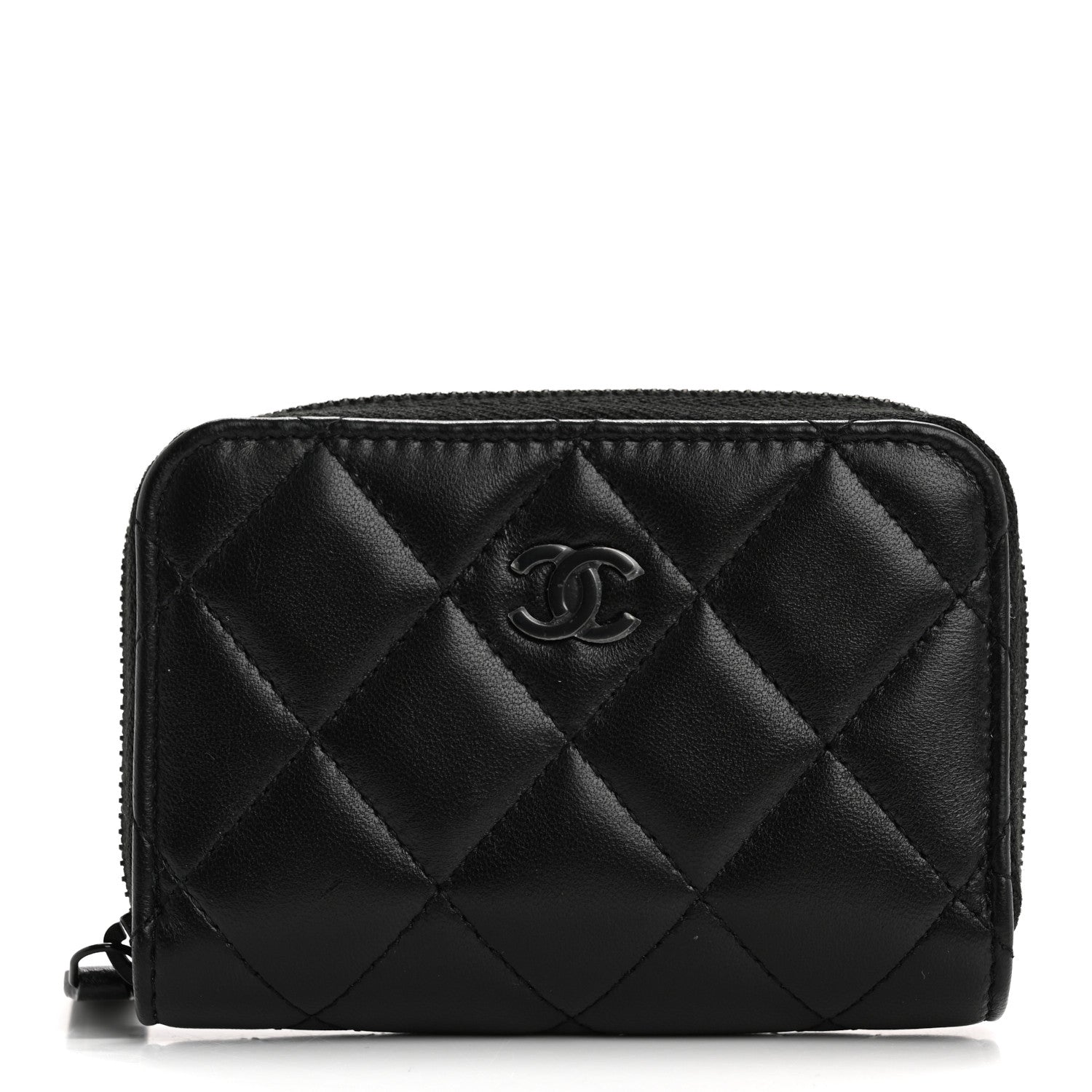 Lambskin Quilted Zip Coin Purse So Black