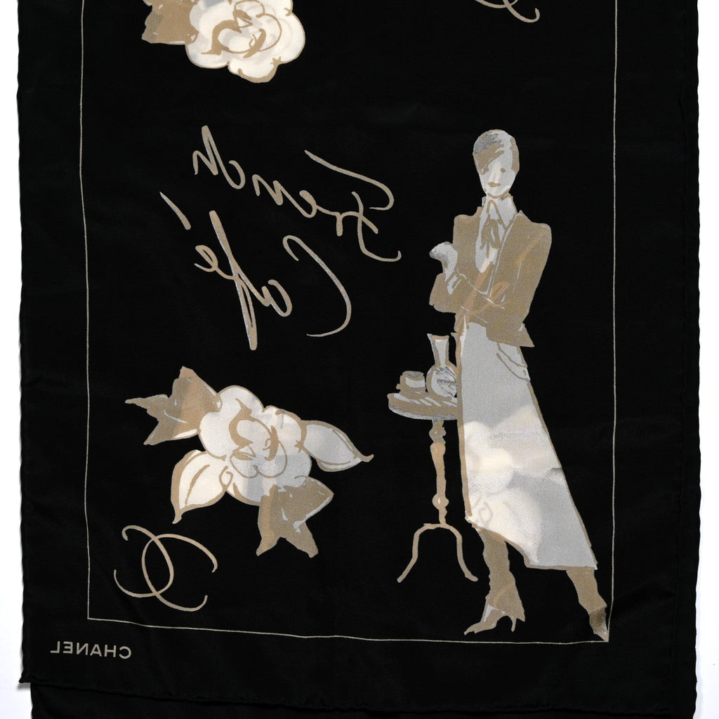 Silk Camellia Cafe Stole Black