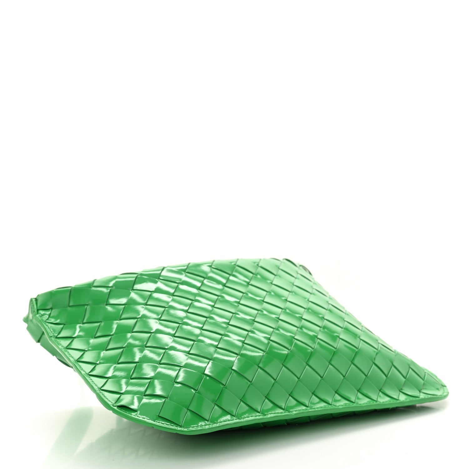 Brushed Calfskin Intrecciato Cradle Fold Over Shoulder Bag Parakeet