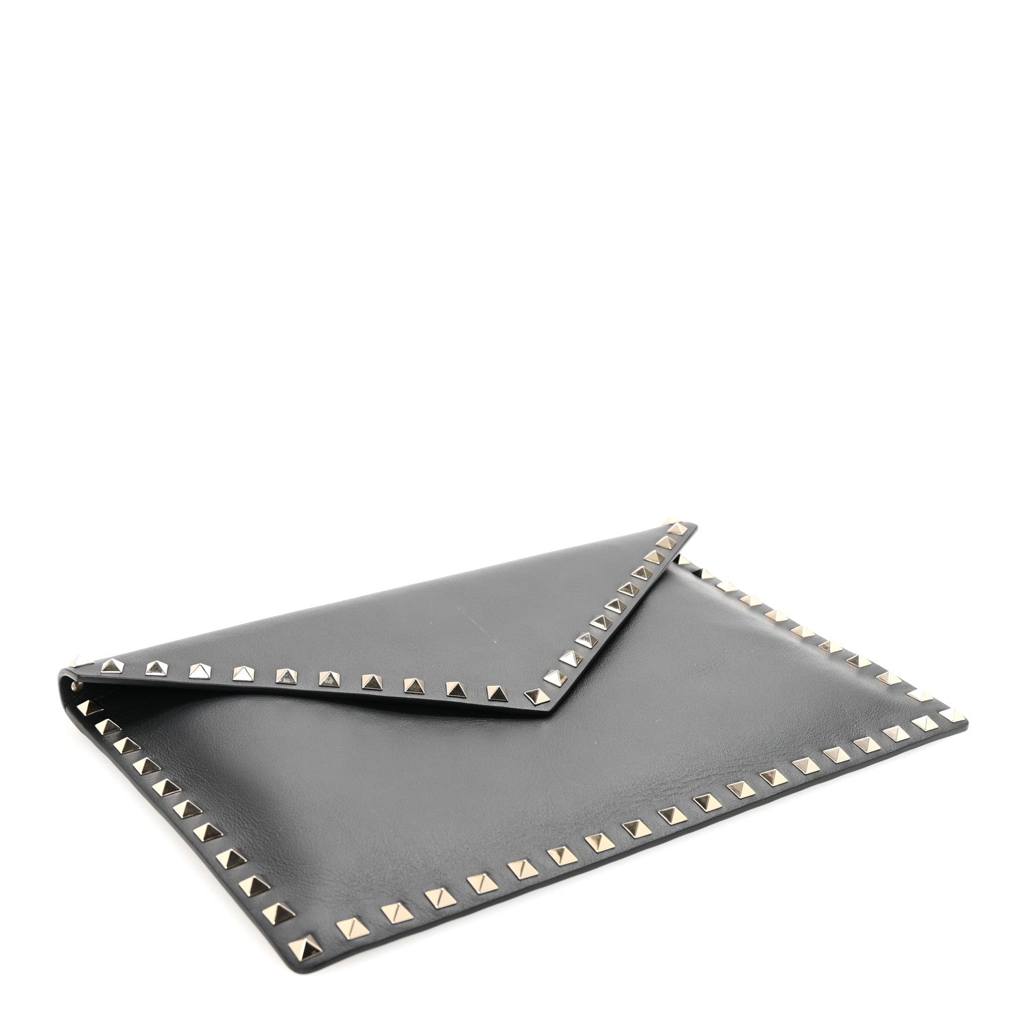 Vitello Large Rockstud Envelope Clutch Black