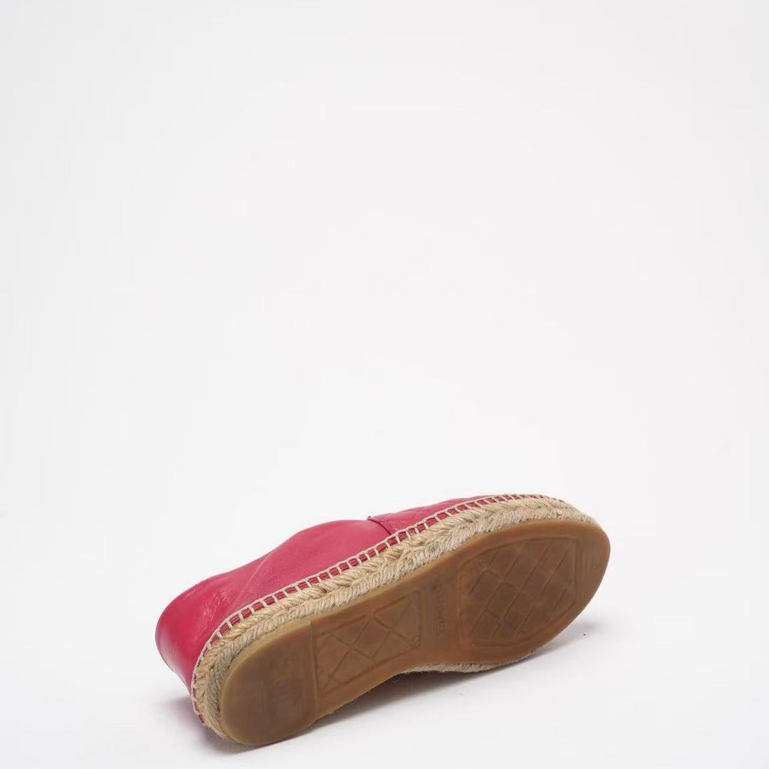 Chanel Red Leather CC Espadrille Flats Size 40