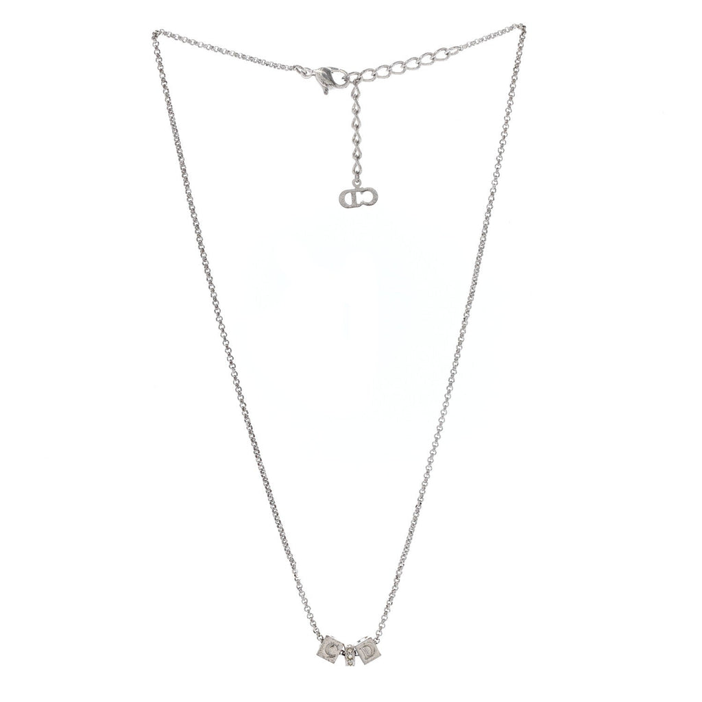 Crystal CD Cube Pendant Necklace Silver
