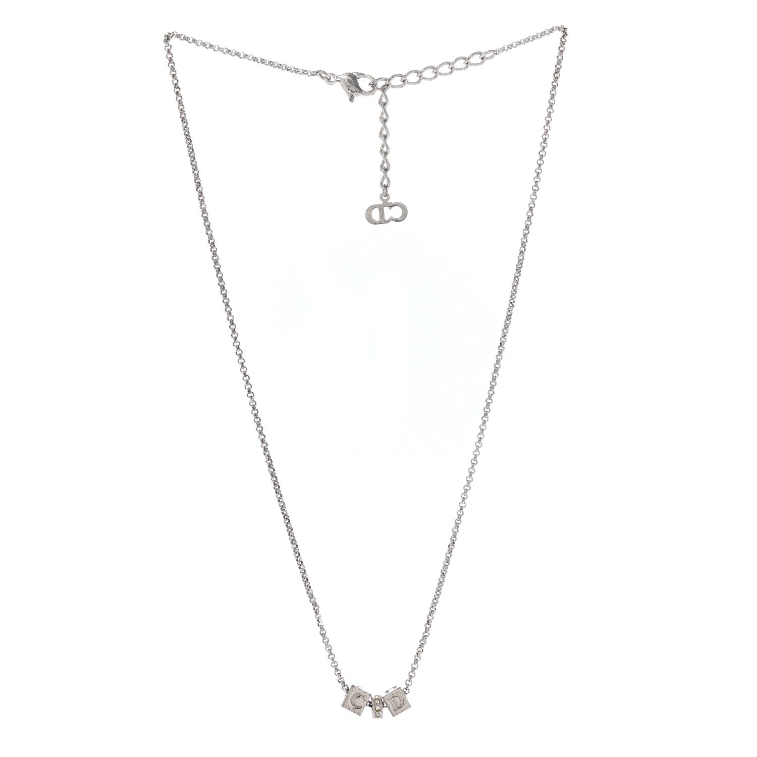 Crystal CD Cube Pendant Necklace Silver