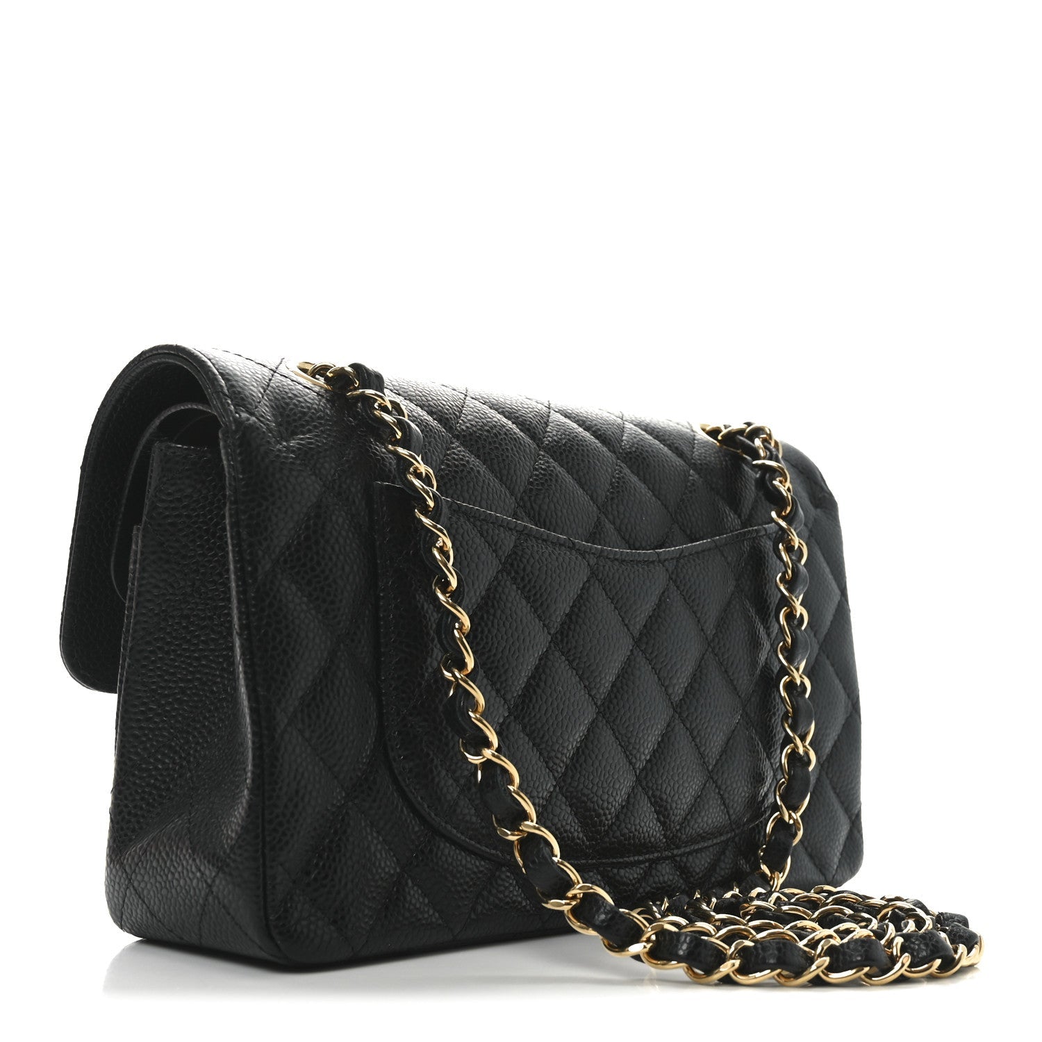 Caviar Quilted Small Double Flap Black