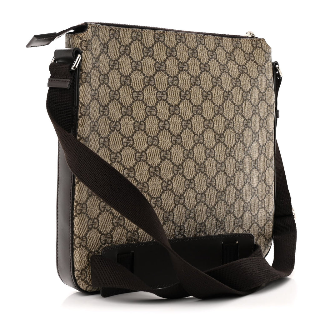 GG Supreme Monogram Medium Flat Messenger Bag Beige Brown