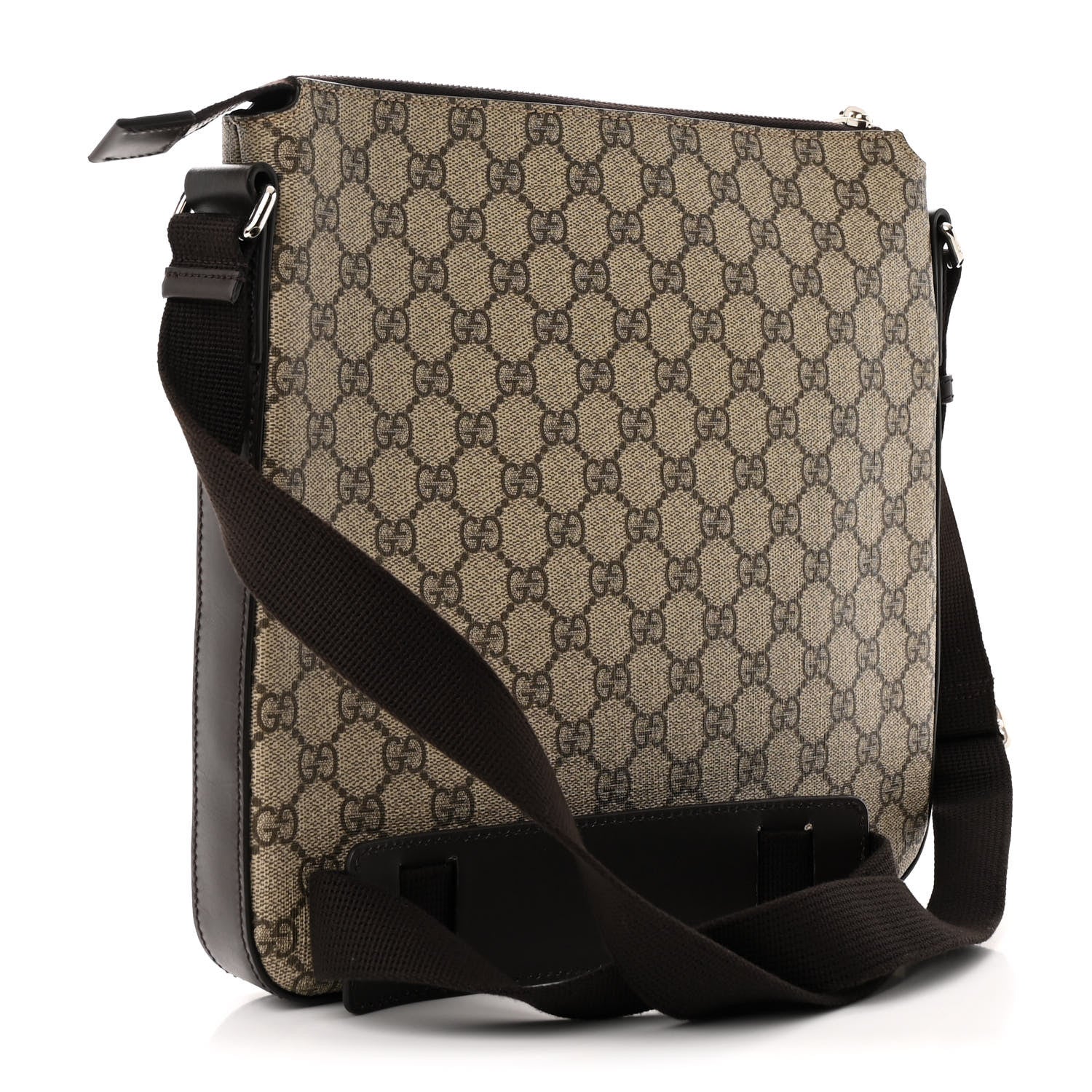 GG Supreme Monogram Medium Flat Messenger Bag Beige Brown