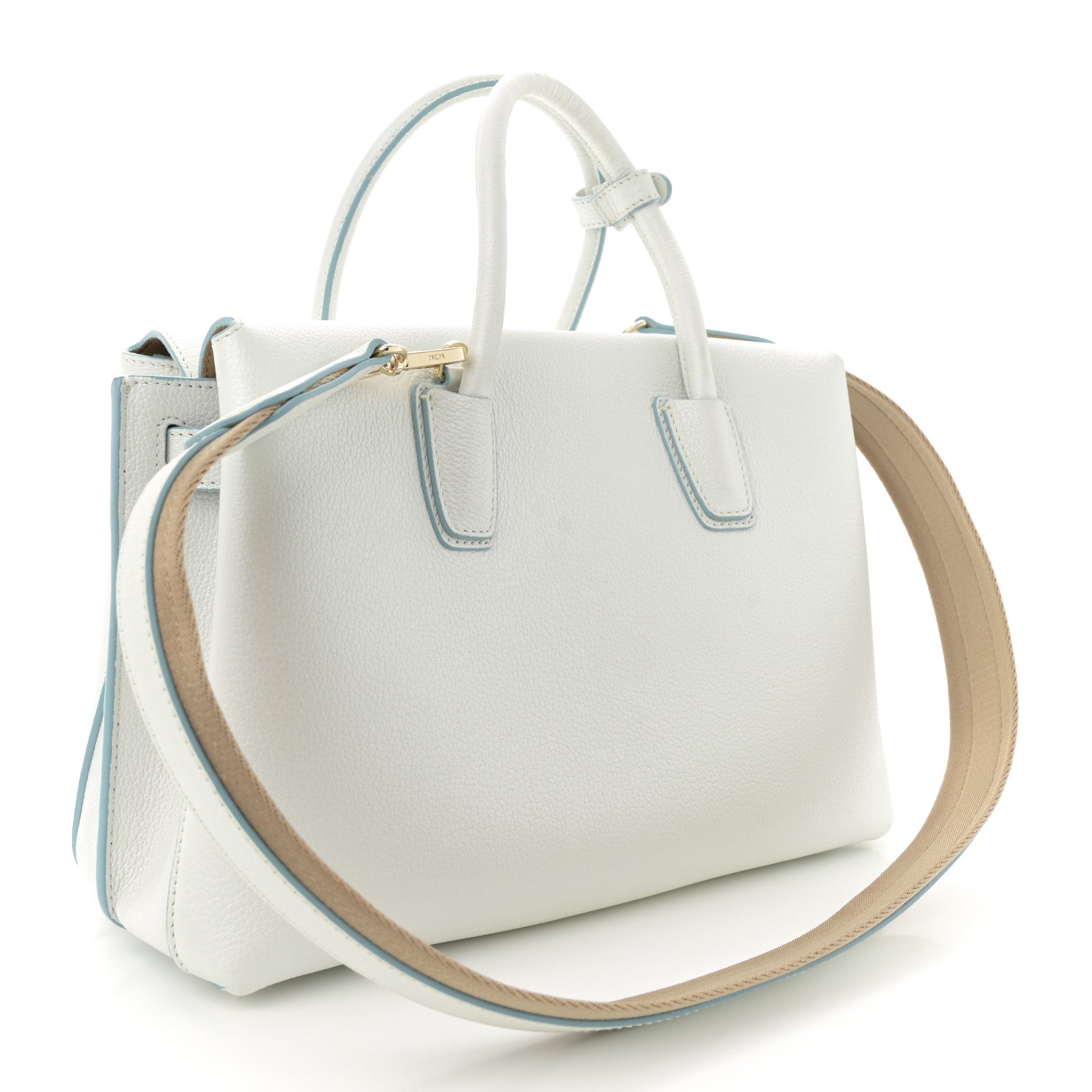 Grained Calfskin Medium Milla Tote White Flake