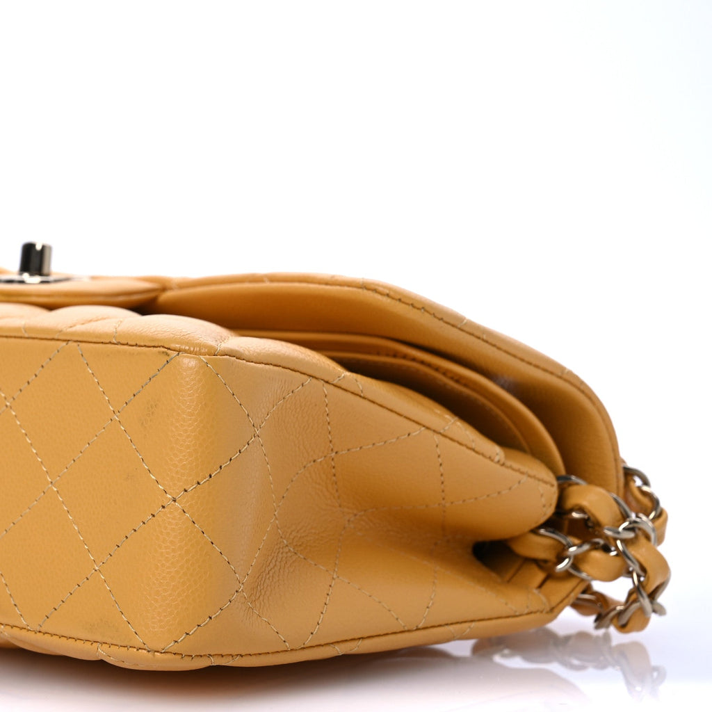 Caviar Quilted Small Double Flap Yellow