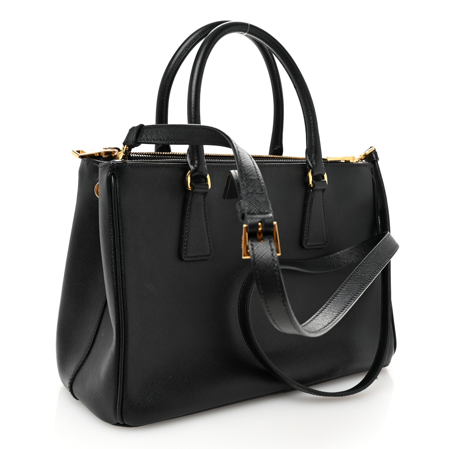 Saffiano Small Galleria Double Zip Tote Black