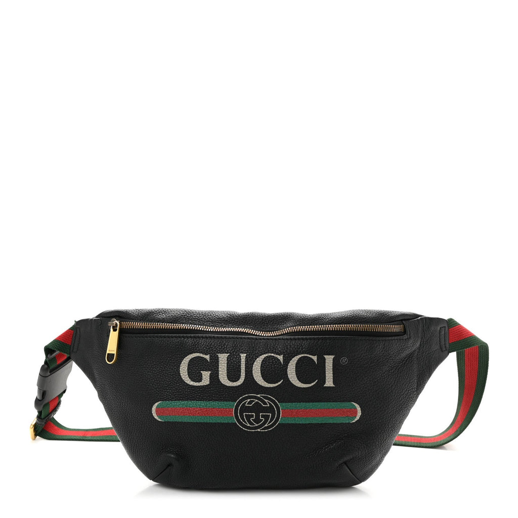 Grained Calfskin Logo Belt Bag Black