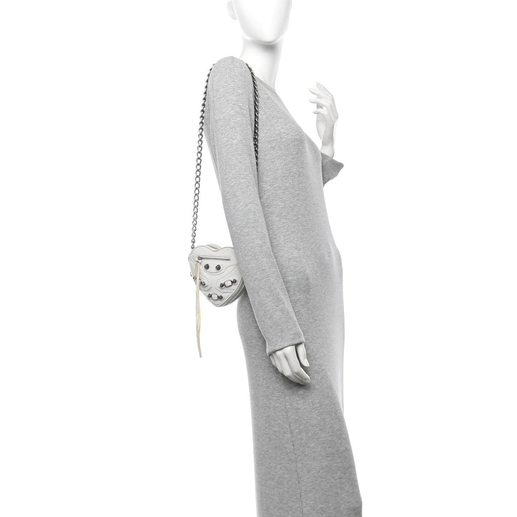 Agneau Arena Mini Le Cagole Heart Bag Optic White