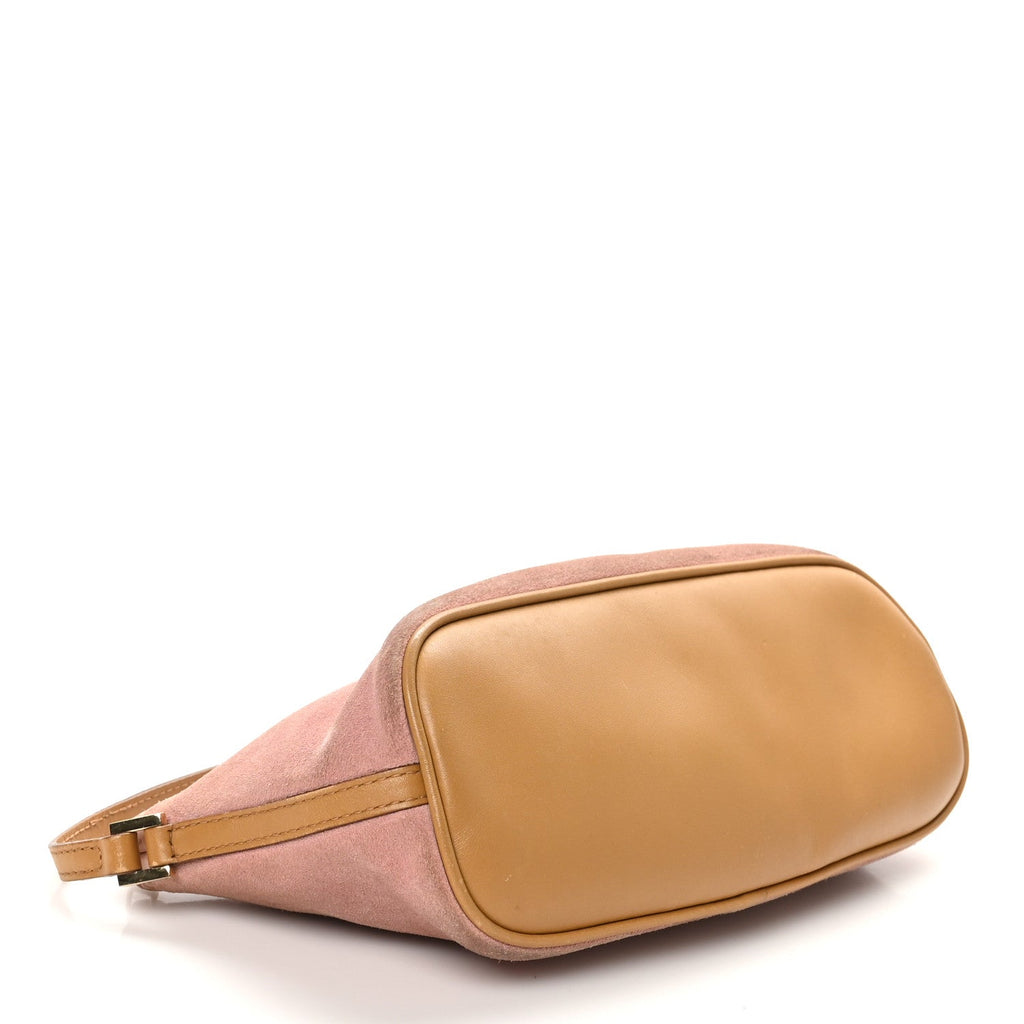 Suede Boat Pochette Pink Tan