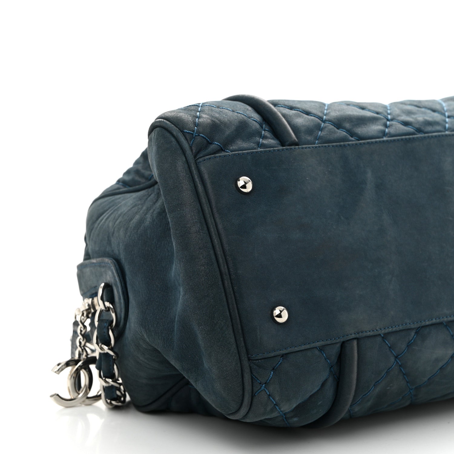 Iridescent Calfskin Quilted Relax CC Bowler Blue
