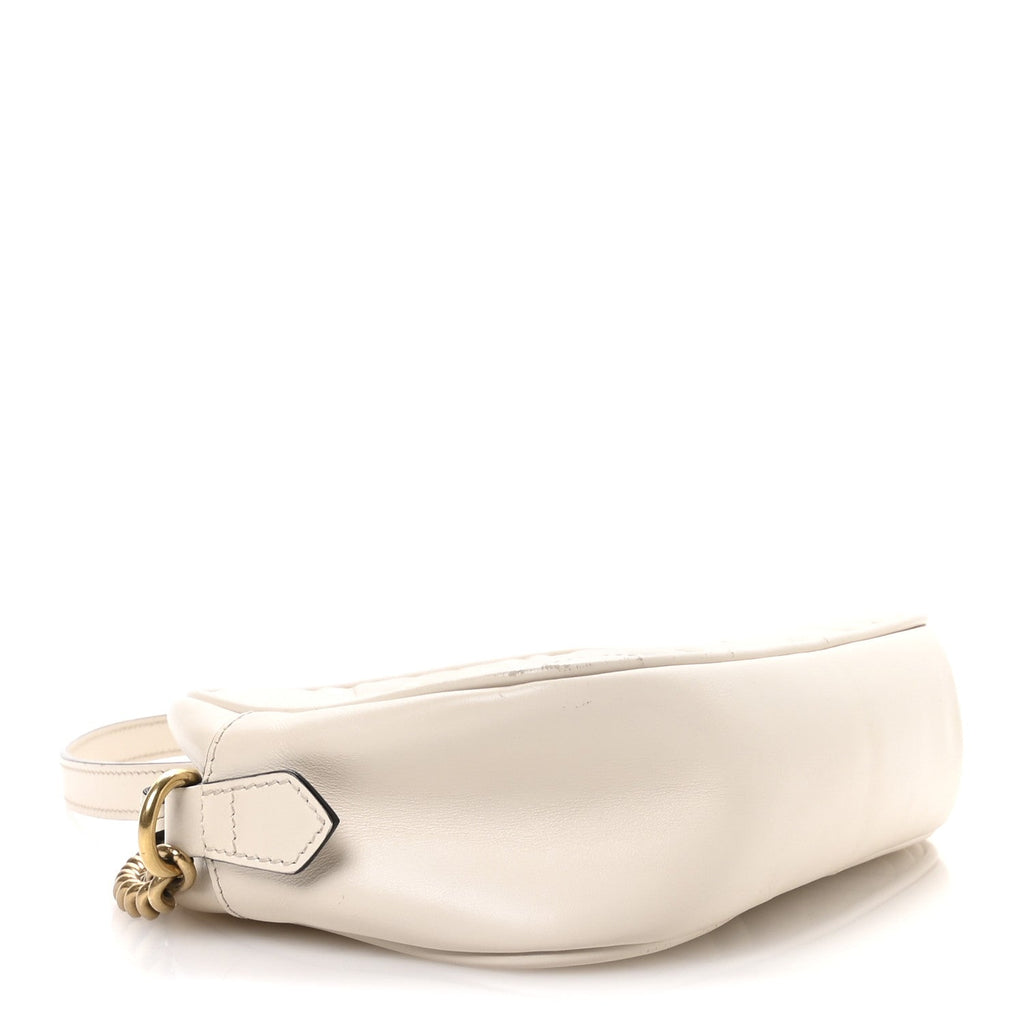 Calfskin Matelasse Small GG Marmont Chain Shoulder Bag White