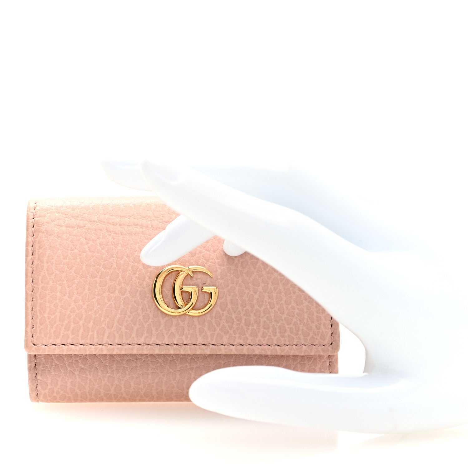 Dollar Calfskin GG Marmont 6 Key Holder Perfect Pink