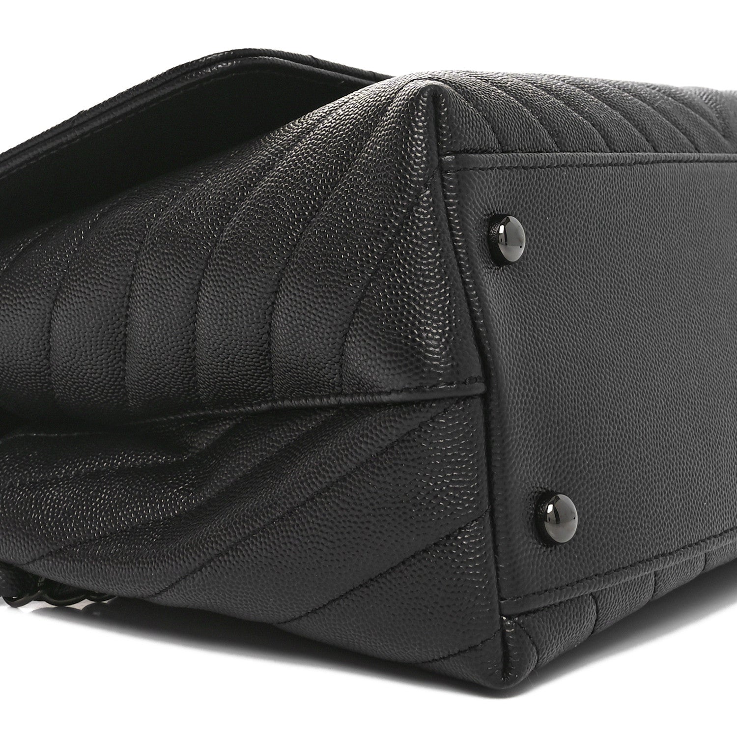 Caviar Chevron Quilted Small Coco Handle Flap So Black