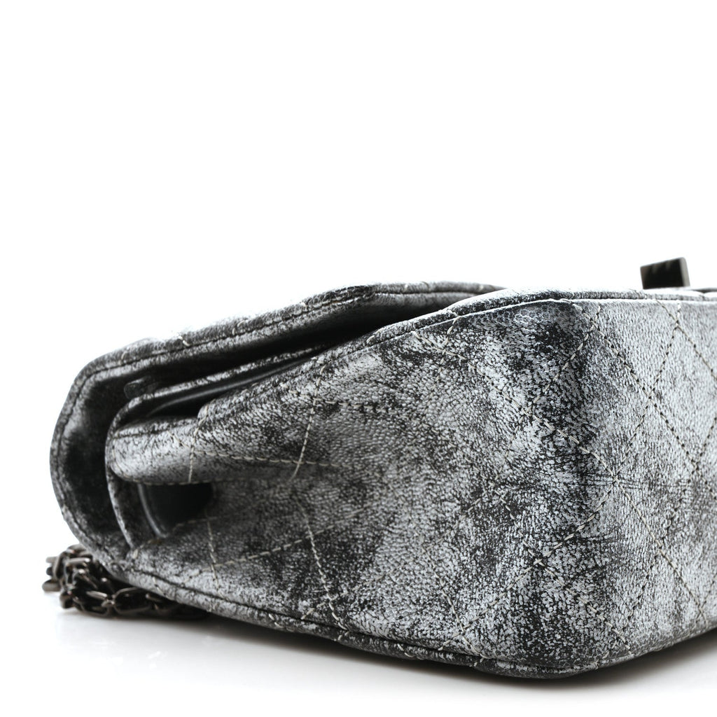 Metallic Caviar Quilted 2.55 Reissue 225 Flap Silver Black
