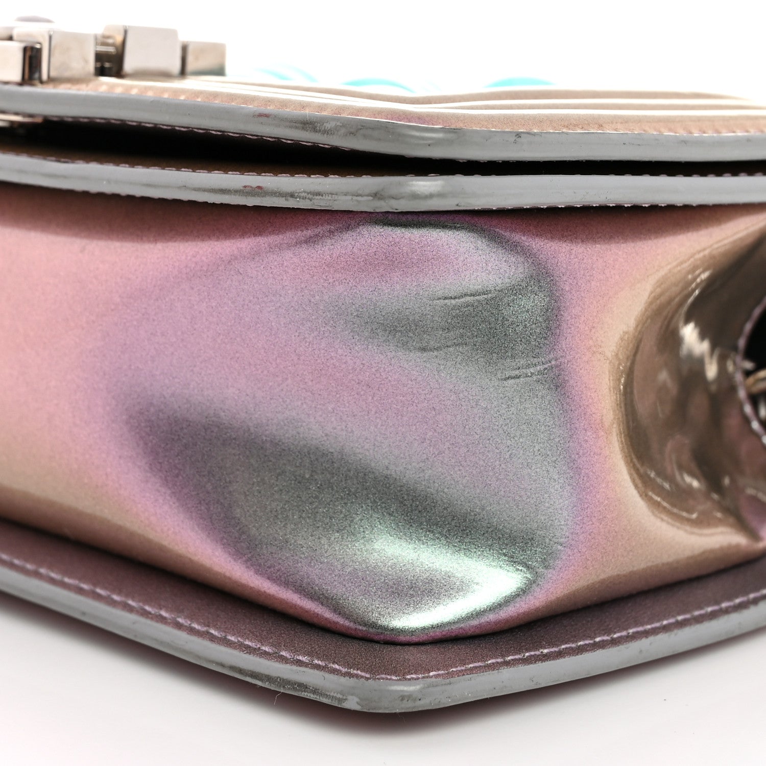 Iridescent Patent Calfskin PVC Quilted Small Boy Flap Light Purple
