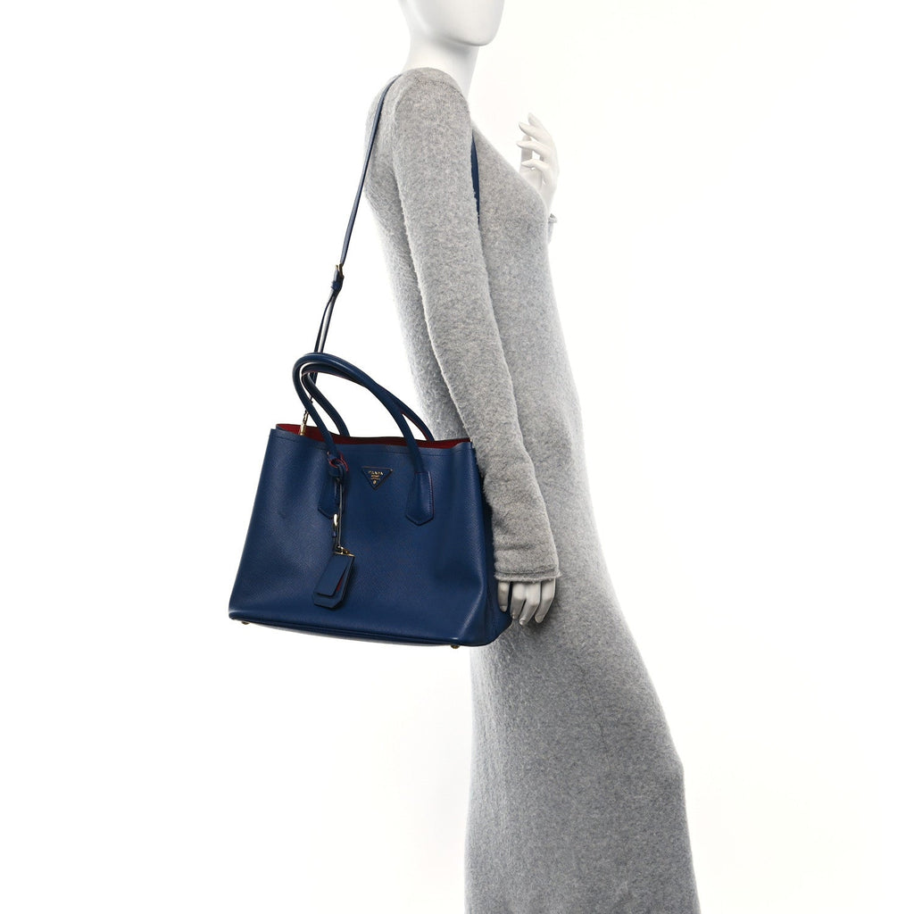 Saffiano Cuir Large Double Bag Bleuette