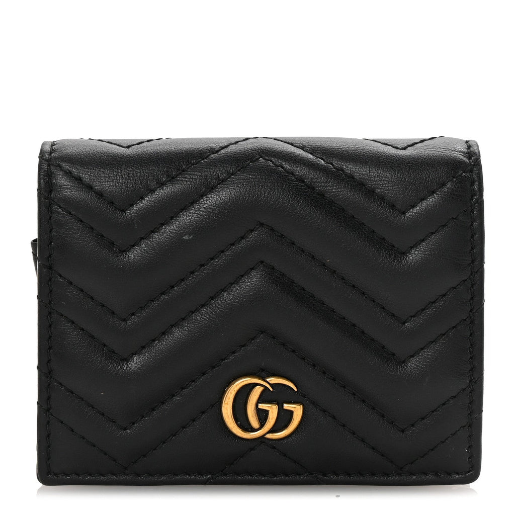 Calfskin Matelasse GG Marmont  Case Wallet Black