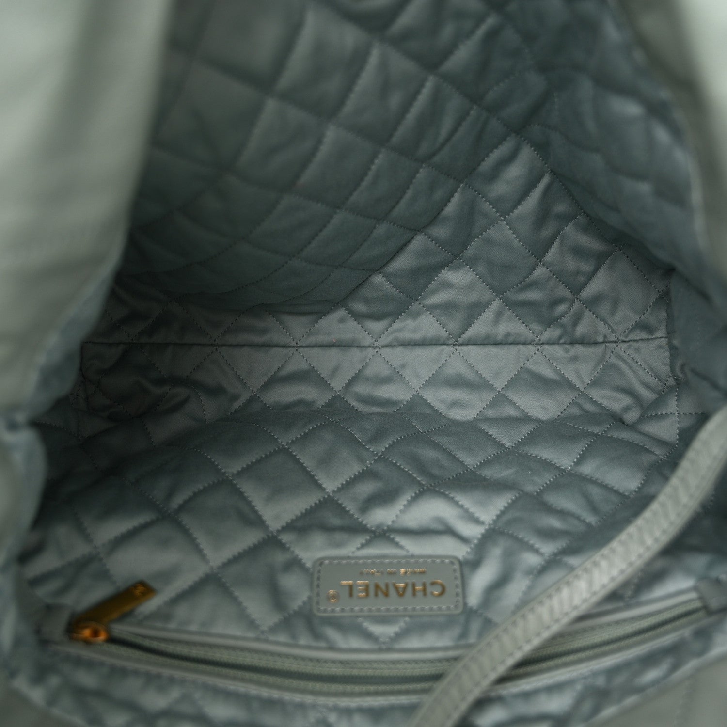 Shiny Calfskin Quilted Small Chanel 22 Grey