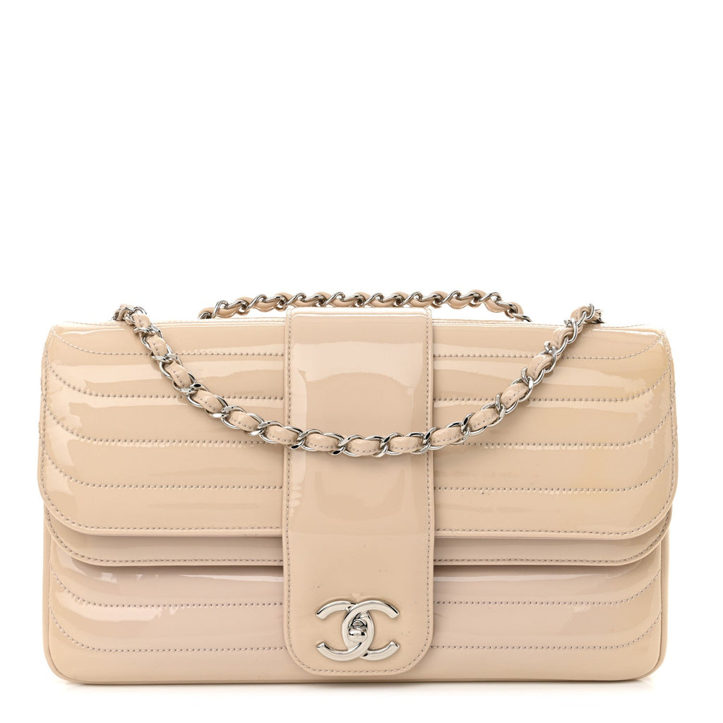 Patent Horizontal Quilted Jumbo Single Flap Pink