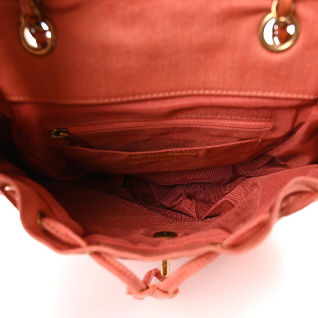 Washed Denim Quilted Small Urban Spirit Backpack Orange