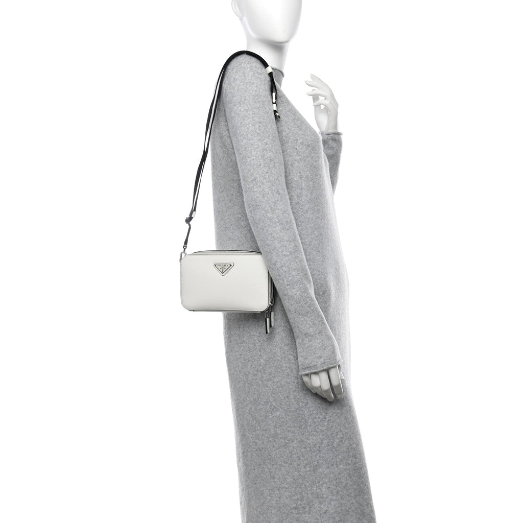 Saffiano Travel Small Brique Crossbody Bag White