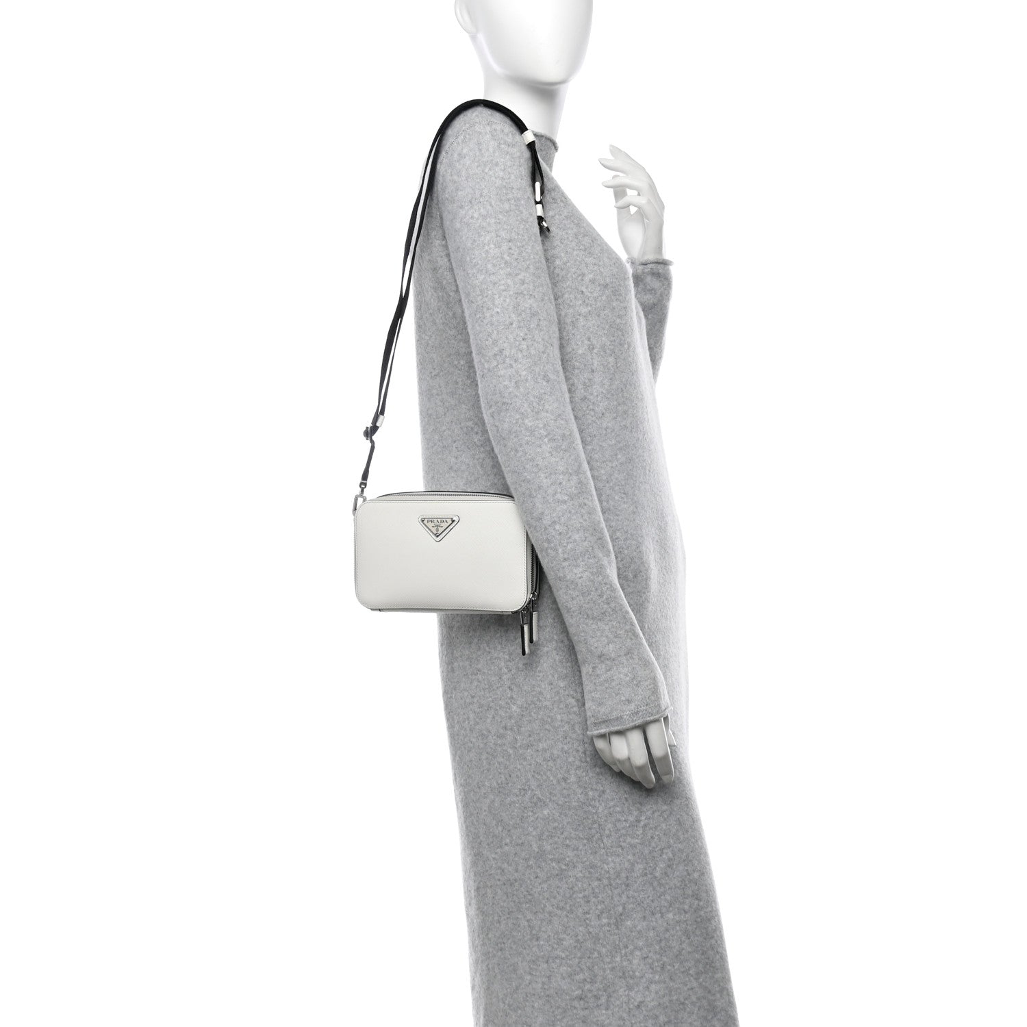 Saffiano Travel Small Brique Crossbody Bag White