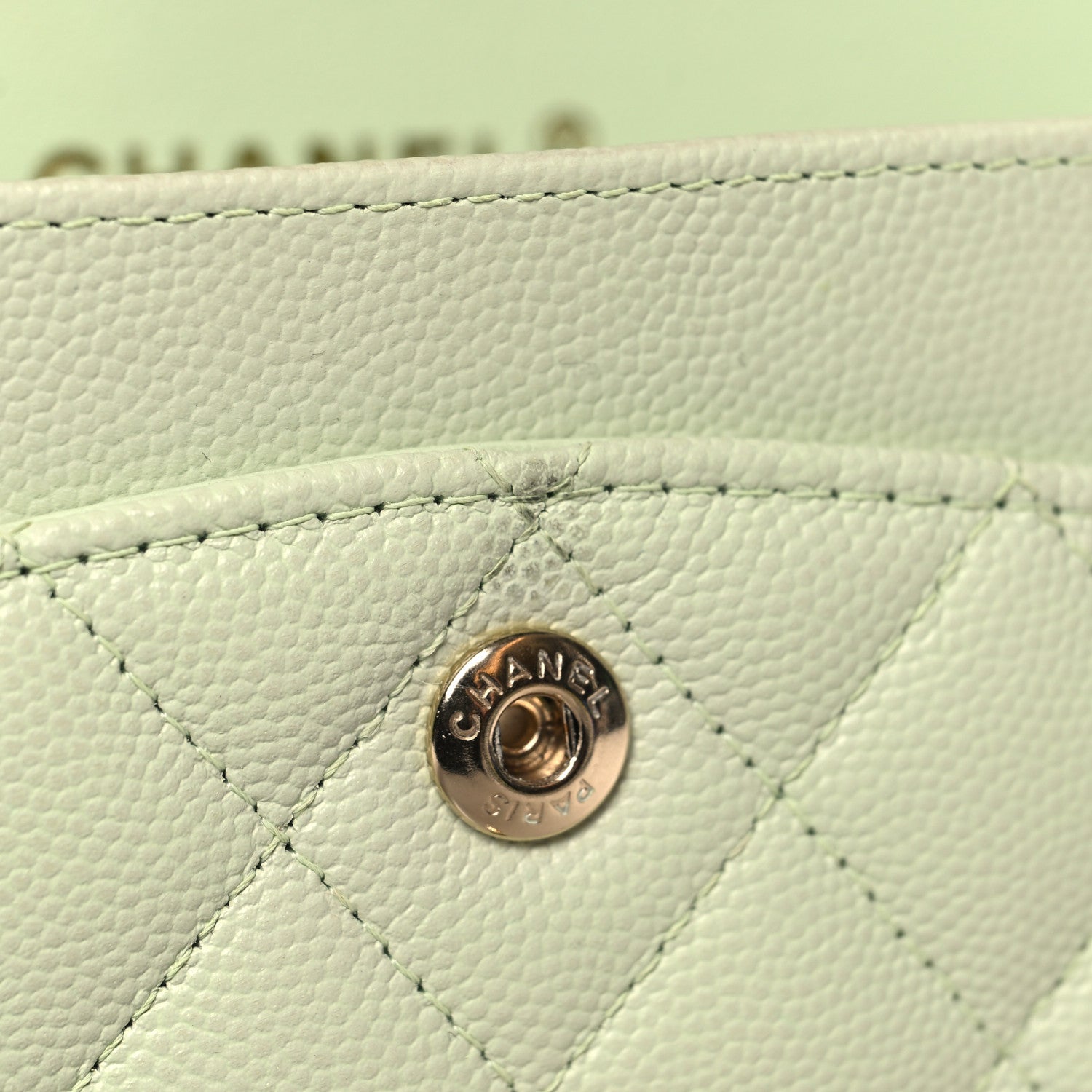 Caviar Quilted Small Double Flap Light Green