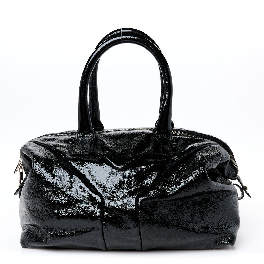 Textured Patent Small Easy Y Bag Black