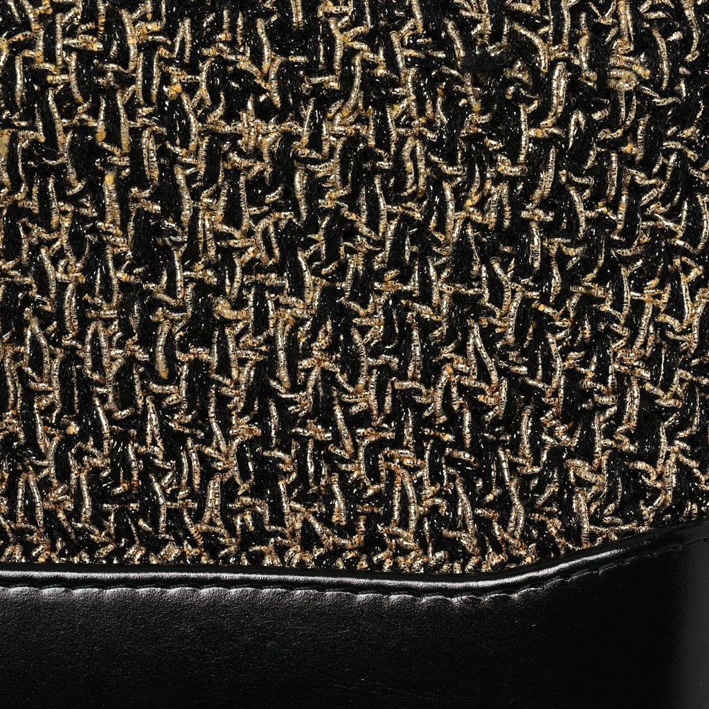 Tweed Calfskin Quilted Small Gabrielle Hobo Black Gold